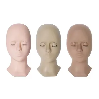 Silicone Eyelash Extension Mannequin Head Reusable Training Head for Lash Artist Beginner Beauty Salon Teaching Practice
