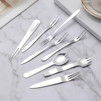 Wholesale Stainless Steel Cheap Fruit Fork Salad Fork Spoon Cheese Dessert Tools Welcome to Customize logo Birthday Cake Tools