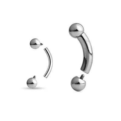 ASTM F136 Titanium Internally Threaded Curved Barbells with Balls Eyebrow Rings/ Body Jewelry