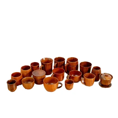 Classic Japanese Bamboo Pot Belly Mug 250mL Reusable Creative Scandinavian Style Cup for Wine Tea Beer Coffee Liquids