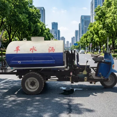 Solid Diesel Operated Three Wheeled Water Tanker Sprinkler with Pressure Pump for Construction Dust Reduction and Street Washing