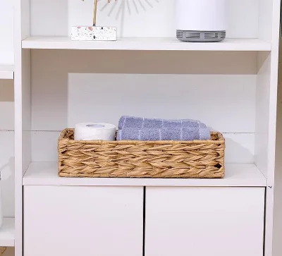 High Quality Square Water Hyacinth Laundry Basket Customizable Foldable Handweave Rectangle Design Super Easy Assembly Storage