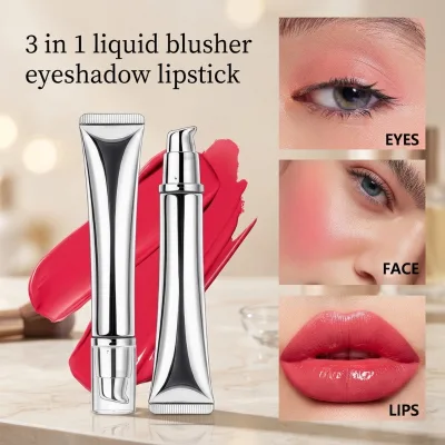 Wholesale Cosmetics Cheek Blusher Eyeshadow Lipstick All in One Private Label Long Lasting Pigment Portable Blush Squeeze Tube