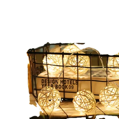 Factory Price Warm White 10 Led Rattan Ball String Lights