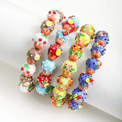 Cake Dessert Beads Glass & Lampwork Beads DIY Jewelry Making Kit for Bracelet Earring Crafts