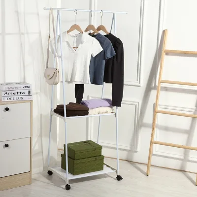 Vertical Triangle Drying Rack Multi-functional Integrated Corner Coat and Hat Rack Indoor Movable Storage Rack