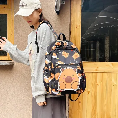 New Waterproof Adjustable Schoolbags Cartoon Cute Capybara Backpacks Children Casual Travel Lightweight Backpack