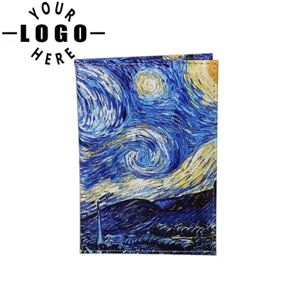 Fashion Lightweight Women Men PU Leather Travel Starry Sky Passport Cover Wallet Landscape Protective Passport Card Holder Case
