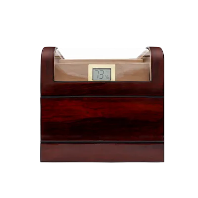Luxury High Gloss Veneer Cigar Humidor Spanish Cedar Lining Cigar Box with Digital Hygrometer Custom Logo OEM Wholesale