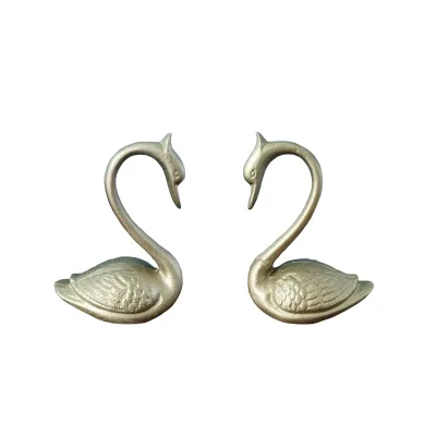 Home Study Office Decor Retro Cast Iron Swan Bookends Bookcase Decoration Desktop Ornaments