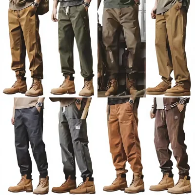 New Design Wholesale Fitness Autumn Men's Casual Pants Pulling Rope Belt Pocket Jogger Men's Work Pants