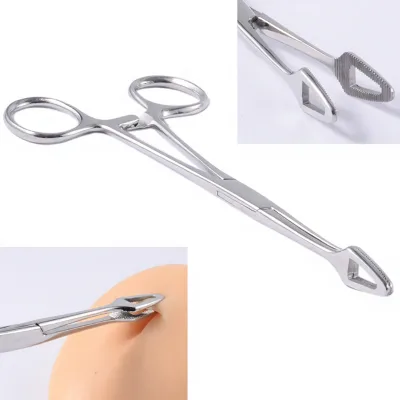 Stainless Steel Triangular Closed-End Pliers Tongue Navel Piercings Piercing-Positioning Tool Lip-Stud Applicator Piercing Aid