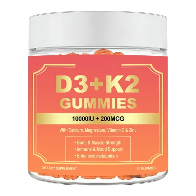 D3 K2 Calcium Magnesium VC Zinc Multi-Nutrient Chew Gummies 60 Count