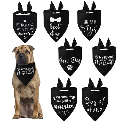 Tanpopo Polyester Print Dog Bandana Wedding Engagement Photos Proposal Scarf Pet Accessories