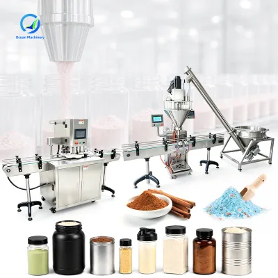 OCEAN Small Business Canning Powder Milk Spice Fill and Label Machine for Fill Powder Into Bottle