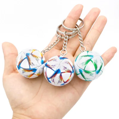 Wholesale PU Leather Soccer Key Chain Keyring 2024 WorldCup Qatar Football Keychain Promotional Gifts