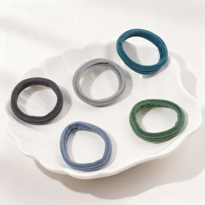 Newest Korean-style Minimalist Circle Design Seamless High-elastic Hair Tie Nylon Scrunchie Premium-feel Hair Rope