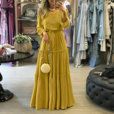New Trending Products Off the Shoulder Long Dresses Women Beautiful Plus Size Bohemian Dresses