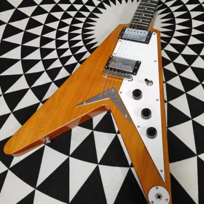 High Quality Transparent Yellow Flying V Tailfork Electric Guitar, Attractive Appearance, for Band Rehearsal Practice