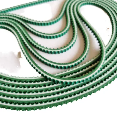Open End PU Timing Belt With Green Fabric Back Anti-slip Coated Synchronous Belt Custom Weldable Toothed Drive Belt
