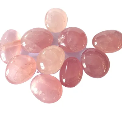 Wholesale Polished Rose Quartz Natural Crystal Palm Stone with UV Printed Engraving for Decorative Tumbled Stones