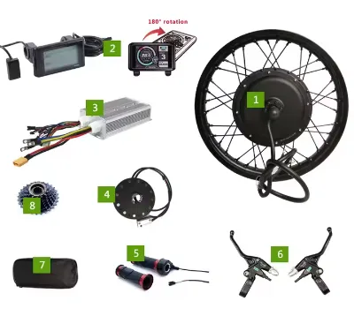 GEB High Quality Kit with 48v 52v 72v 30A 45A 60A Controller and Display E-bike Kit for 1000w 2000w 3000w Electric Bike