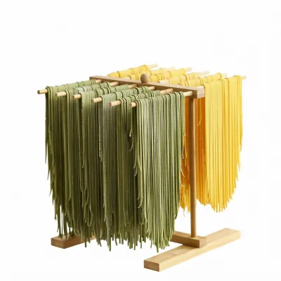 Creative Eco-Friendly Bamboo Noodle Drying Rack with Hanging Pole for Household Use