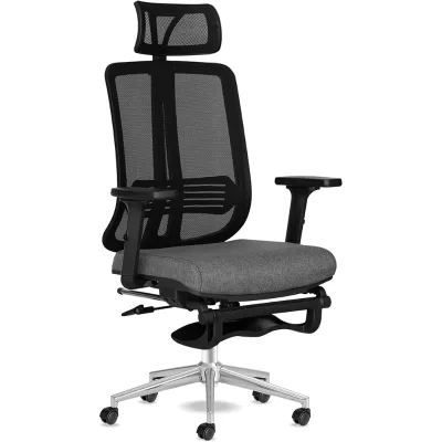 Luxury Modern Grey Swivel boss Chair High Backrest 3D Lifting Mesh Chair Tilt Function Black Office Chair with Footrest