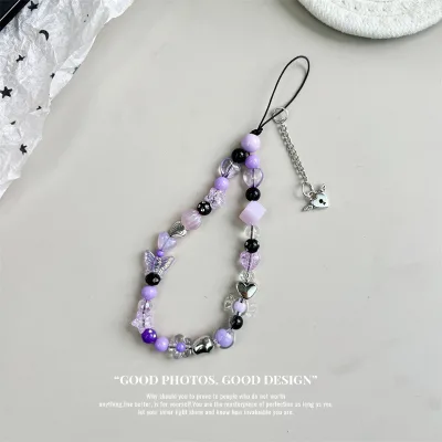 Retro Pendant Hanging Rope Alloy Cross Crystal Phone Chain for iPhone 16 Phone Hanging Rope Butterfly Anti Loss Hanging Chain