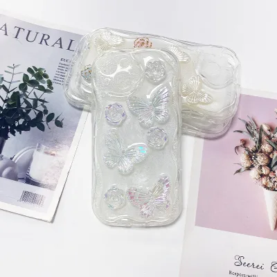 Flower Butterfly Epoxy Glitter Luxury TPU Shockproof Women's Korean INS Style Mobile Phone Case for 17 Pro Plus Max