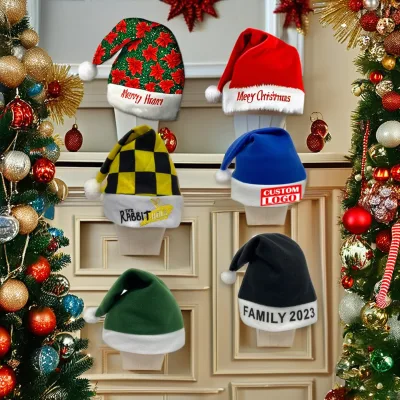 Classic Santa Claus Christmas Hat Holiday Gift for Adults and Children Plush Merry Design Custom Hats Hot Sell