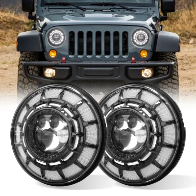 New LOYO 7" Round RGB LED Headlights 90W 12V Daytime Running Light DRL High/Low Beam Motorcycle Headlamp 9000 Lumens