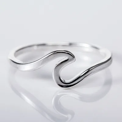 New Fashion Simple Jewelry Wave Ring Women Ocean Surf Wave Ring Minimalist Rings