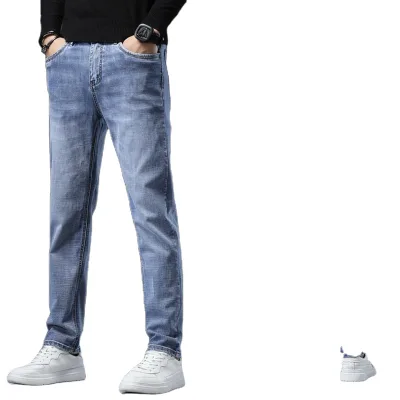 New Arrival Custom Logo Jean Pants Mens Loose Straight Fit Casual Denim Jeans Pants