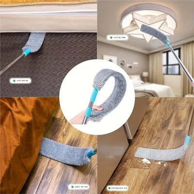 Classic Home Telescopic Flexible Microfiber Duster with Adjustable Pole for Deep Crevice Dust Removal and Bathroom Cleaning