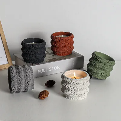 Colored Luxury Empty Cement Luxury Candle Jars Unique Concrete Candle Container