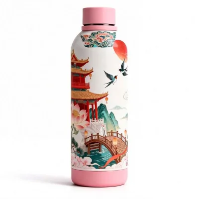 Minimalist Fashion Macaron Vacuum Insulated Travel Cup with Handle Cross-Border Outdoor Use for Back to School Cartoon Design