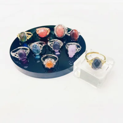 Luxury Natural Stone Carving Ring Various for Crystal Healing Charm Bulk Wholesale Rattan Open Ring for Home Decoration Polished