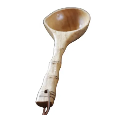 Solid Wood Bamboo Handle Water Spoon with Spout Water Spoon Without Paint Solid Wood Tea Spoon