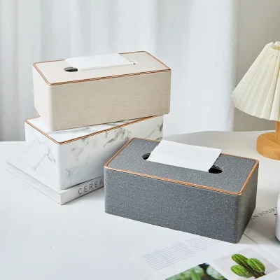 Modern Luxury Rectangular Leather Tissue Box Square Design Leather Holder Tissue Case for Home Hotel Restaurant Decoration