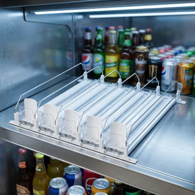 Rapid-Install Spring-Loaded Beverage Pusher for Quick In-Store Retrofitting