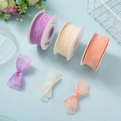 4cm Pleated Sheer Woven Ribbon Organza Satin Ribbon