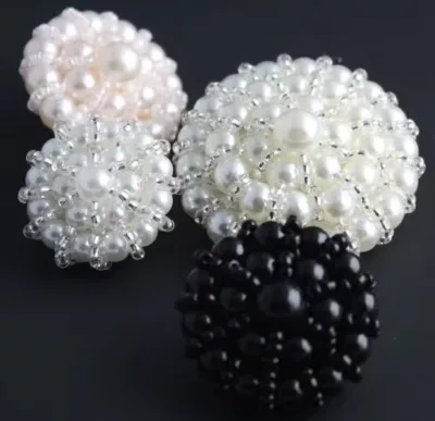 Sustainable Handmade Large Sewing Buttons Pearl Crystal Beads Hand Beaded Woven Button for Sewing