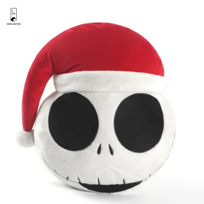 Halloween White Demon Patchwork Embroidery Cushion Pillow with Red Hat Skull Face Home Decor Pillows