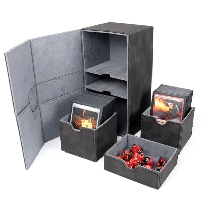 UNICORN GAME PLUS 2024 Premium PU Leather Twin Flip N Tray Classic Square Foldable Storage 200+ Card Games Custom Deck Printing