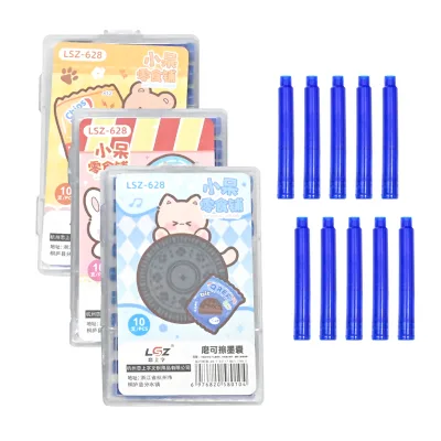 Factory-Direct 3.4mm Nib Calligraphy Fountain Pen Ink Refill Set 10 Pack with Interchangeable Black Blue Ink Cartridges