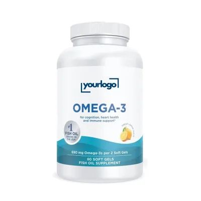 Omega-3 Fish Oil Softgels, Lemon Flavor - 60 Soft Gels-1280 mg Omega-3 - High-Potency Omega 3 Fish Oil Supplement with EPA & DHA