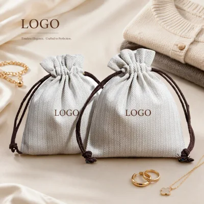 Plain Cotton Drawstring Pouch Gift Bag Set Rope for Jewelry Packaging Travel Storage Promotional Use Security Screen Printed
