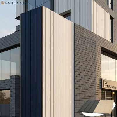 Modern Perforated Grooved Vertical Strip Fiber Cement Facade Panel Ridged Texture Exterior Wall Siding Low Maintenance