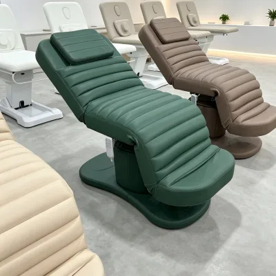 Electric Beauty Treatment Chair Spa Massage Facial Bed Adjustable Reclining Quilted Upholstery Pedestal Base